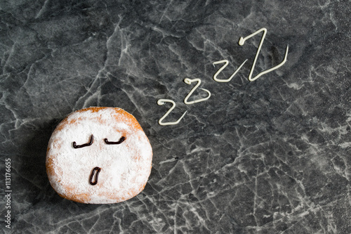 Sleepy donut, sleep sign, smile with zzz