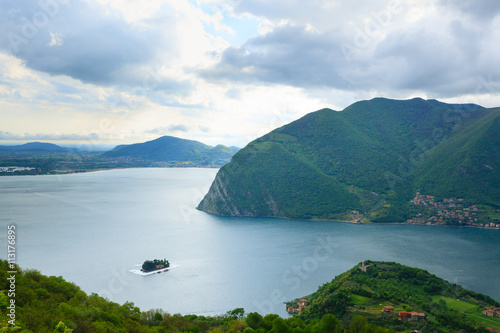 Lake panorama from "Monte Isola", Italy