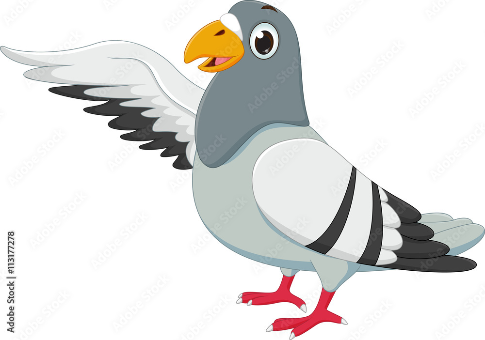 Fototapeta premium cute pigeon cartoon waving