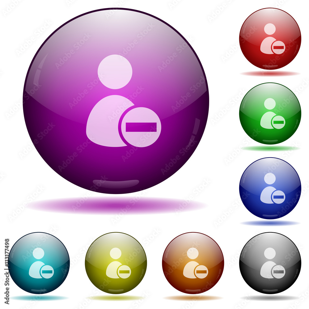 Remove user account glass sphere buttons Remove user account glass sphere buttons