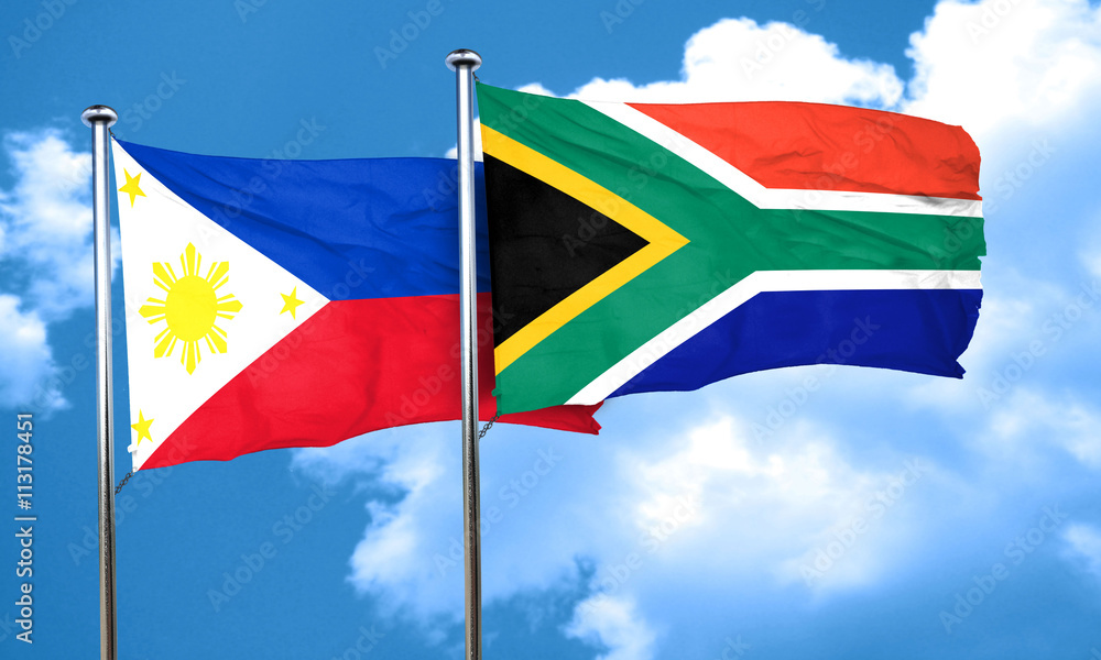 Philippines flag with South Africa flag, 3D rendering Philippines flag with South Africa flag, 3D rendering