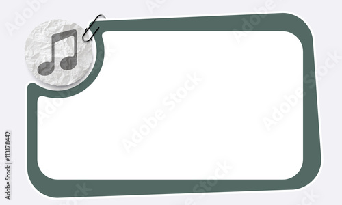Frame and crumpled slip of paper and music symbol