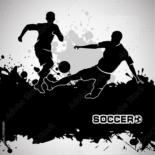 Football match, kick a ball,  composition grunge style