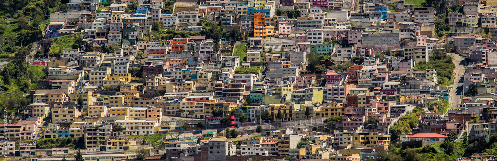 Colorful houses on a mountain slope, Ecuador