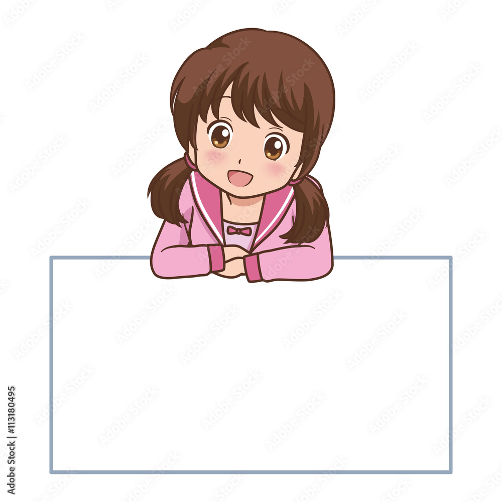 女の子　コピースペース　イラスト