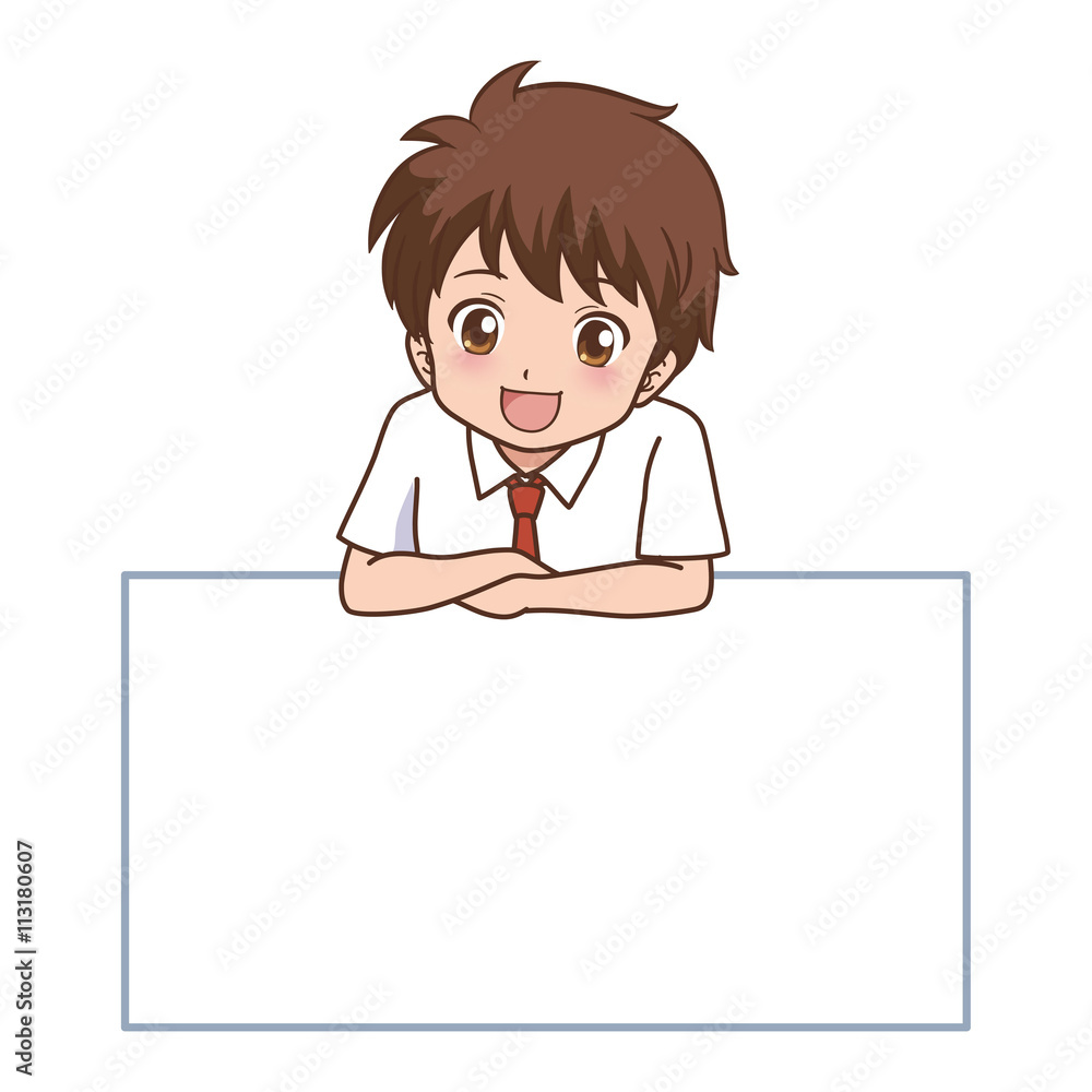 男の子　ホワイトボード　イラスト