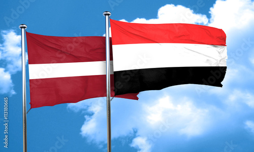 Free Download Latvia flag with Yemen flag, 3D rendering - GFXLoad