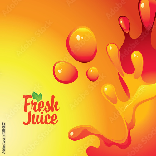 vector banner with the inscription fresh juices and drops and splashes