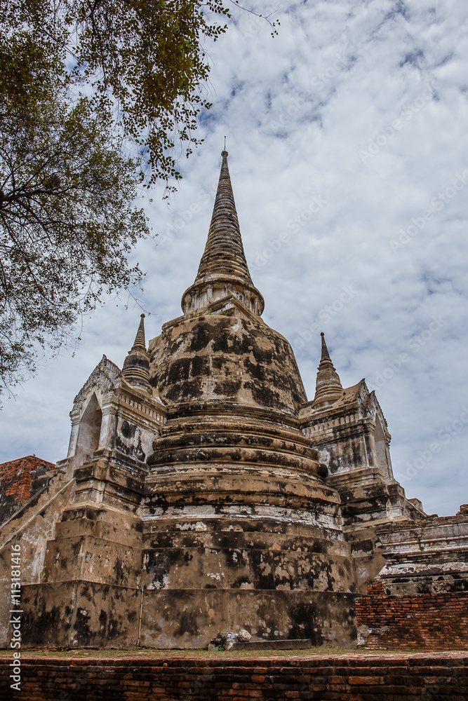 Wat Sri Sanphet landmark cultural organization UNESCO, which was registered as a World Heritage Ayutthaya, Thailand.