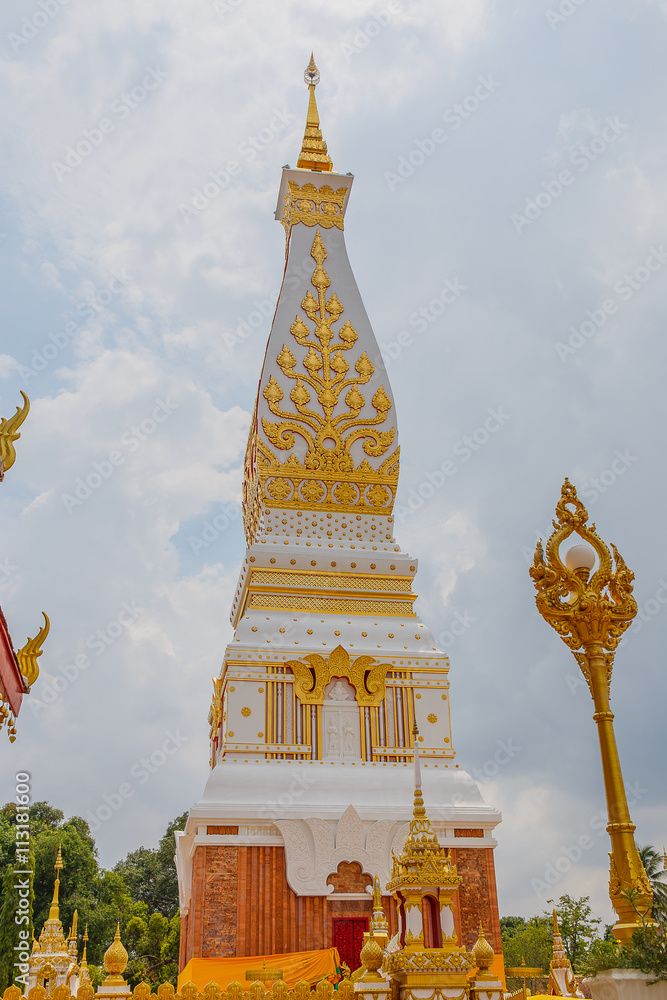 Naklejka premium Wat Phra That Phanom is the sacred area in the south of Nakhon Phanom province, northeastern Thailand.