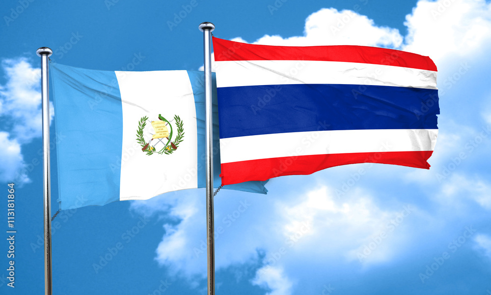 guatemala flag with Thailand flag, 3D rendering guatemala flag with Thailand flag, 3D rendering