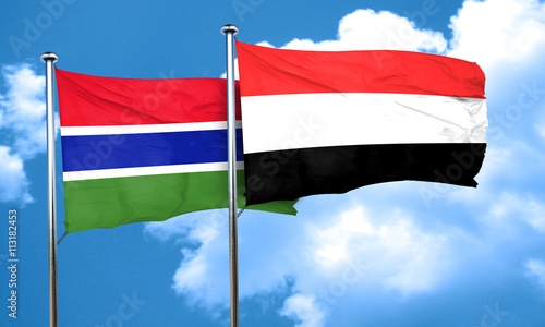Free Download Gambia flag with Yemen flag, 3D rendering - GFXLoad