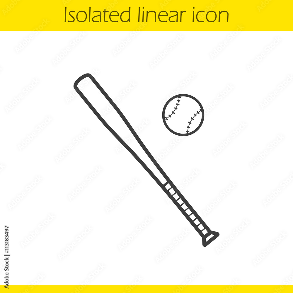 Baseball bat and ball linear icon Baseball bat and ball linear icon