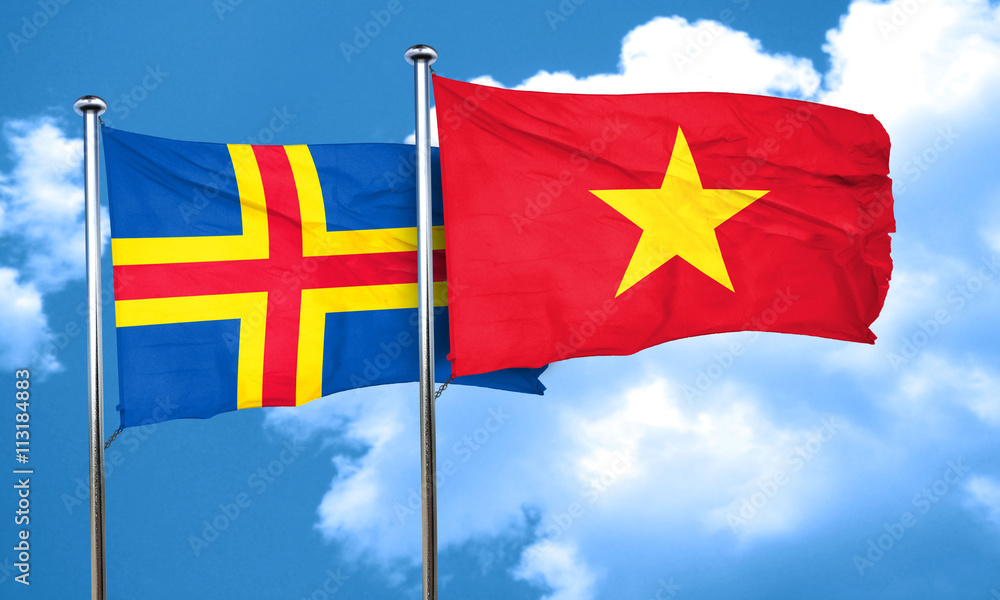 aland islands with Vietnam flag, 3D rendering