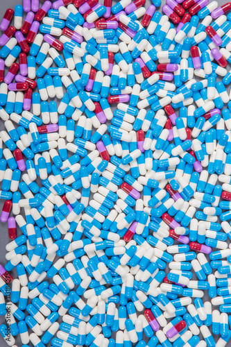 colorful drugs and supplement pills. Background or texture