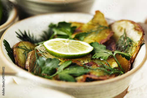 Baked vegetables in bowl