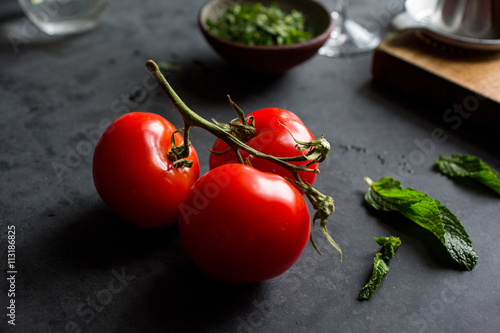 Fresh red tomatoes photo