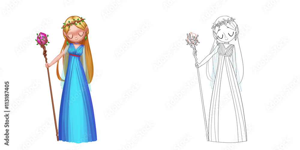 Coloring Book and Princess Girl Character Design Set 12 Athena Wreath Greek  Korea Princess Goddess isolated on White Background Realistic Fantastic  Cartoon Style Character Story Card Sticker Design Stock Illustration |  Adobe Stock