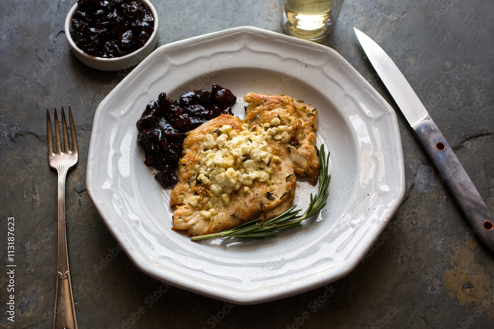 Chicken with figs and feta, still life Chicken with figs and feta, still life