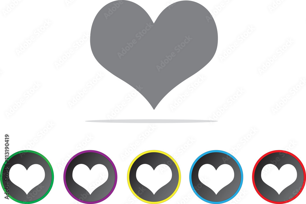 Set of heart icons illustrated on different background Set of heart icons illustrated on different background
