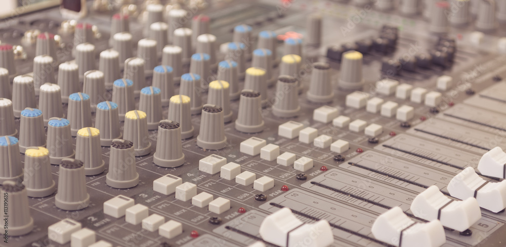 Fototapeta premium image of sound mixer panel .