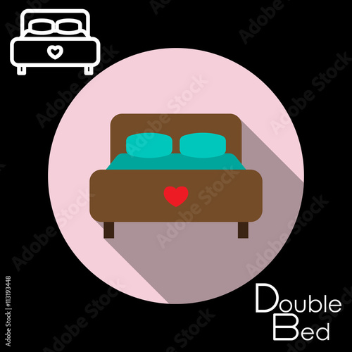 Double bed icon.Vector illustration