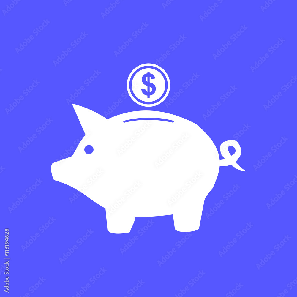 Vector piggy bank icon blue Vector piggy bank icon blue