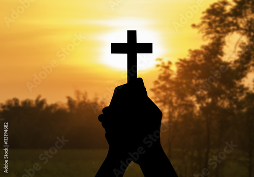 Fototapet cross holy and prayed