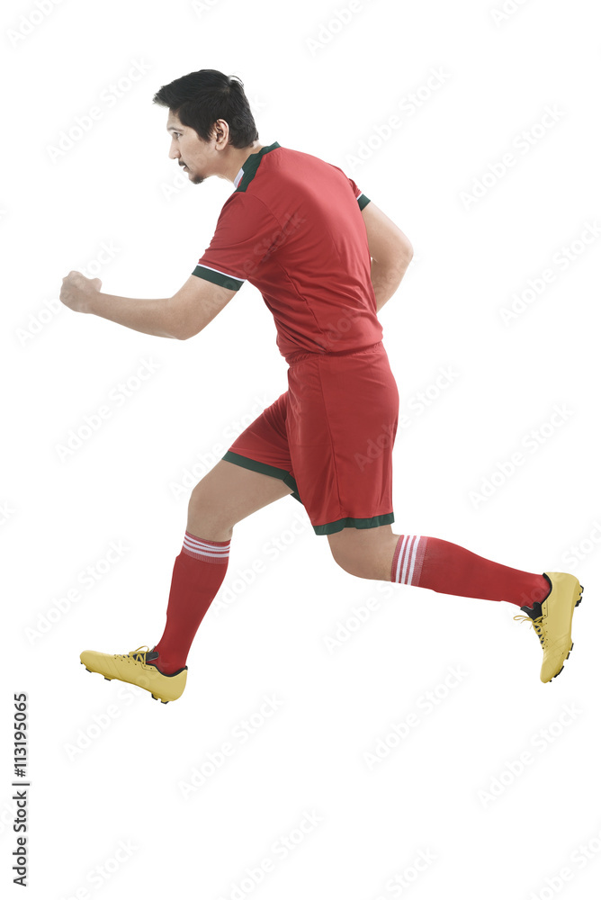 Asian soccer player running Asian soccer player running