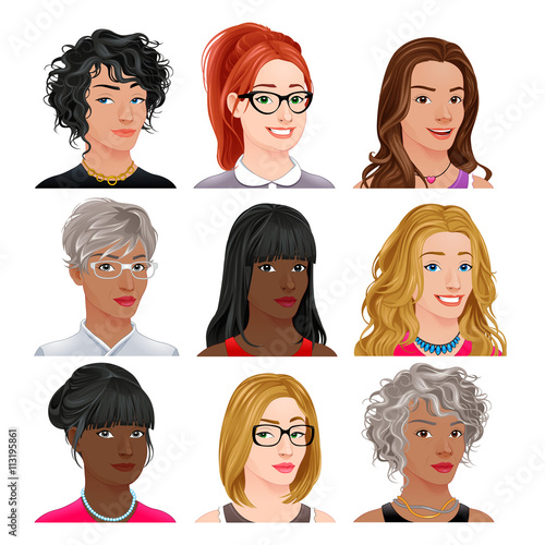Different female avatars