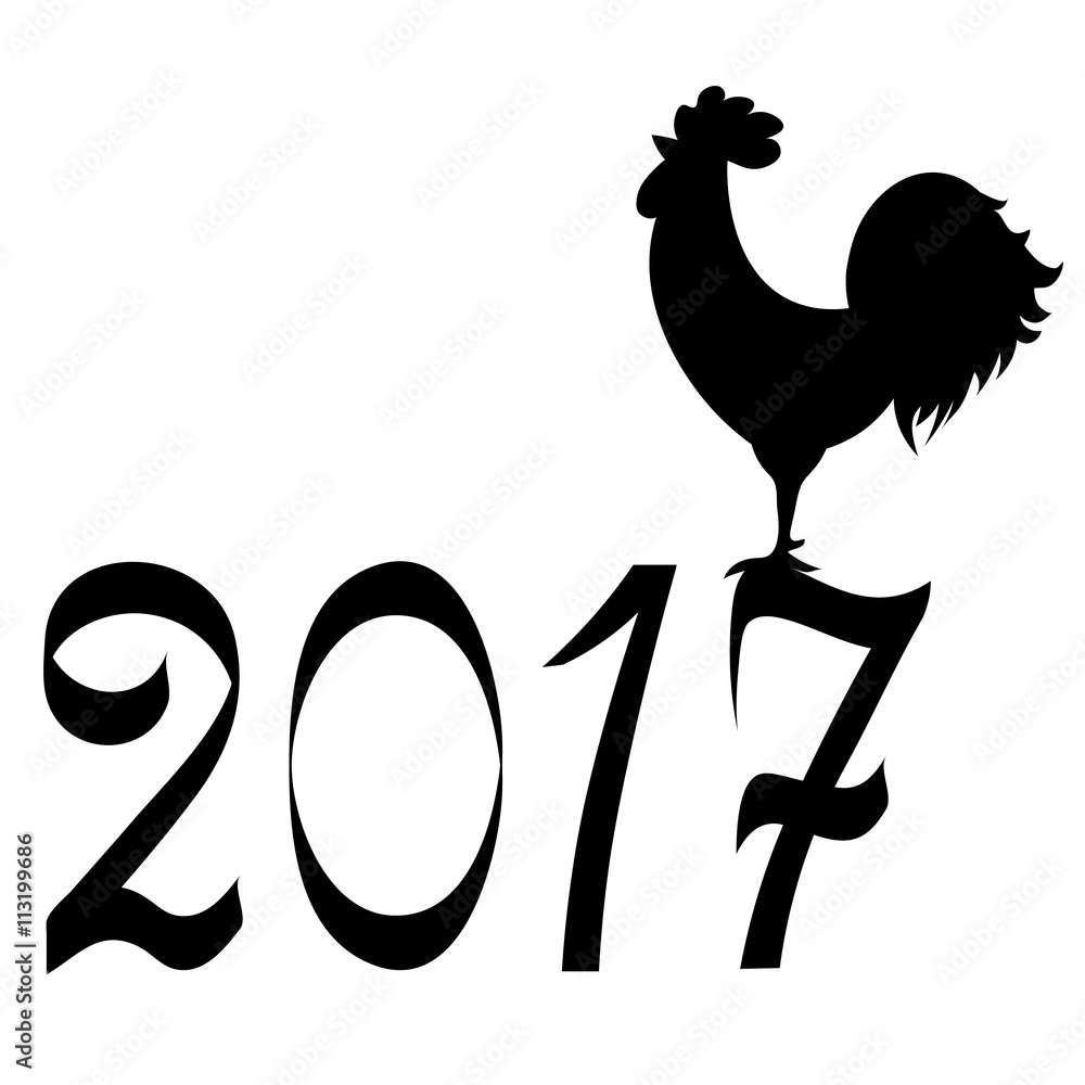 Icon fire rooster, symbol of Chinese new year 2017. Flat design vector ...