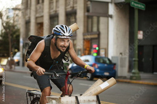 Happy bike bessenger photo