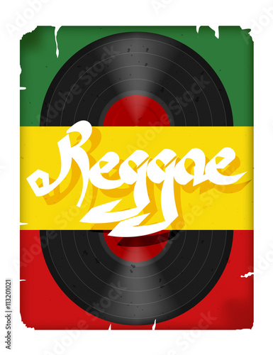 Fotografie The record reggae music.Musical poster reggae.Vector illustratio