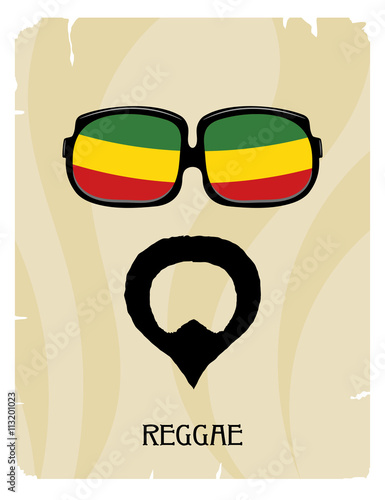 Fotografie Abstract Rastaman man's face with a beard and glasses. Icon regg