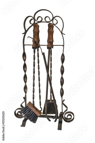 Items for the furnace burner or fireplace. Objects on a white background.