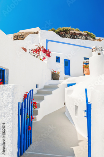 White architecture on Santorini island, Greece.