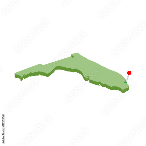 Miami on map of Florida icon, isometric 3d style