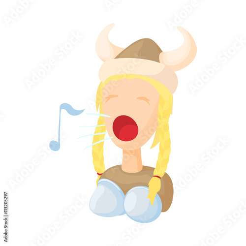 Opera singer icon in cartoon style