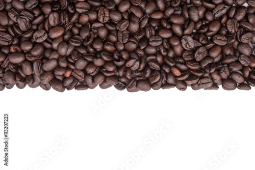 Coffee beans texture isolated on white background