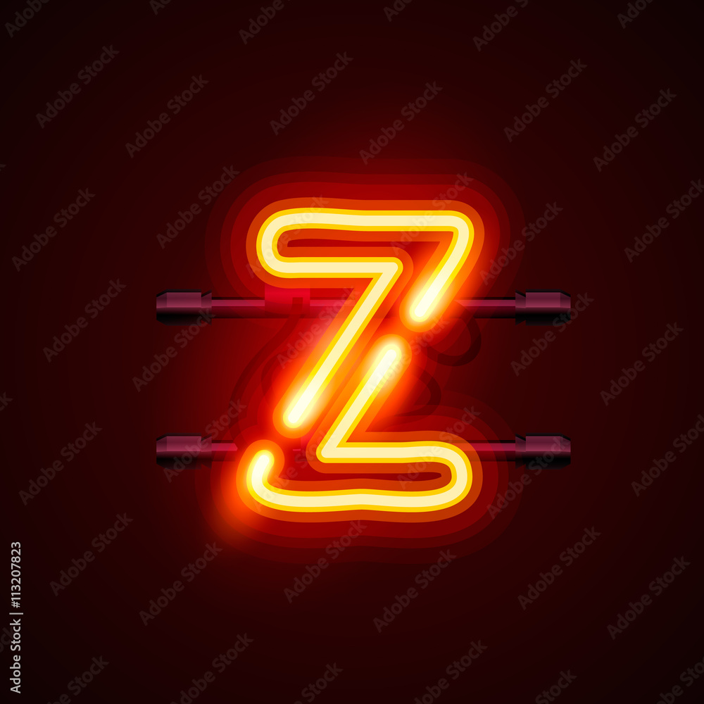 Neon font letter z. Vector illustration Neon font letter z. Vector illustration