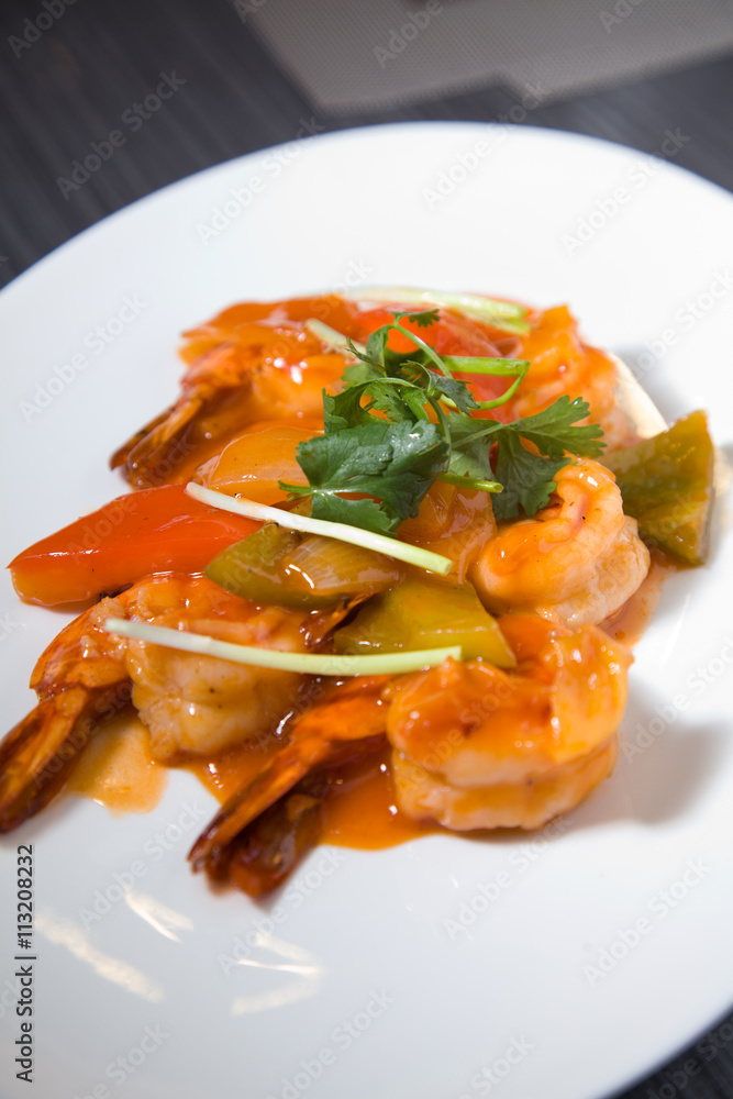 Prawn or shrimp in delicious asian sauce Prawn or shrimp in delicious asian sauce