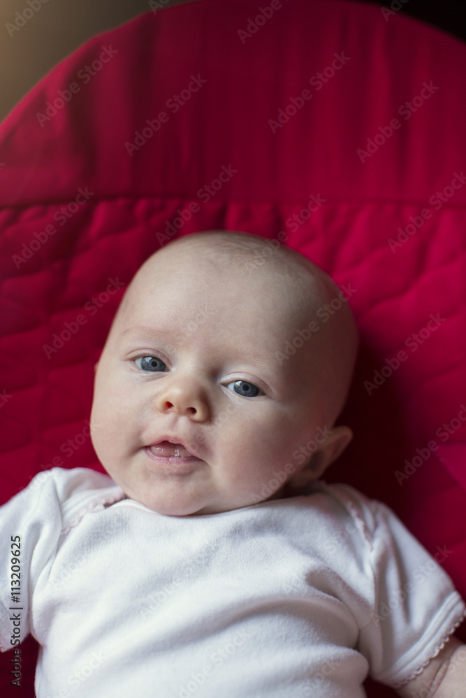 Portrait of cute baby girl in rocking chair Portrait of cute baby girl in rocking chair