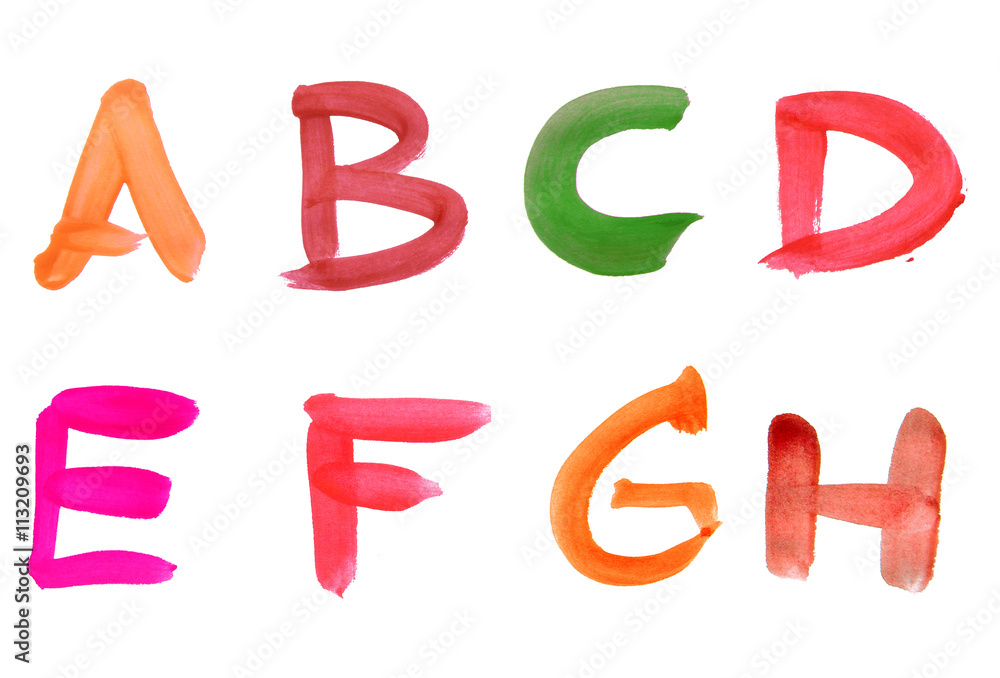 Colorful hand-written alphabet isolated over white background Colorful hand-written alphabet isolated over white background