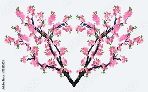Full bloom sakura tree (Cherry blossom) heart shape