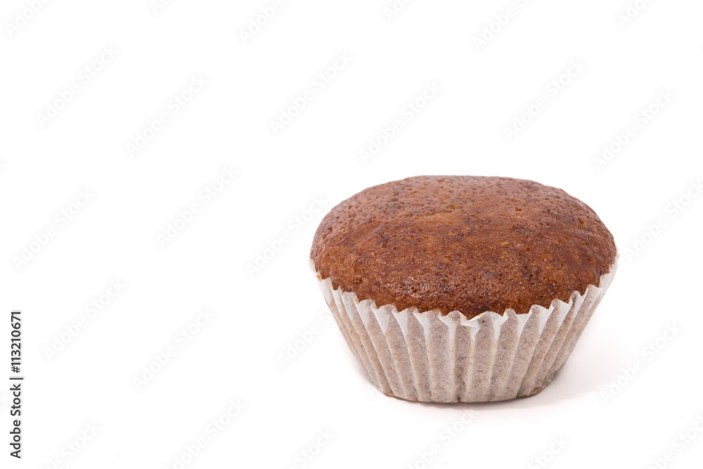 Banana muffin cake isolated on white background Banana muffin cake isolated on white background