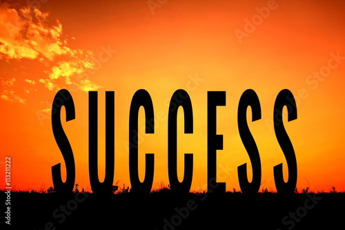 Success word as sky sunset