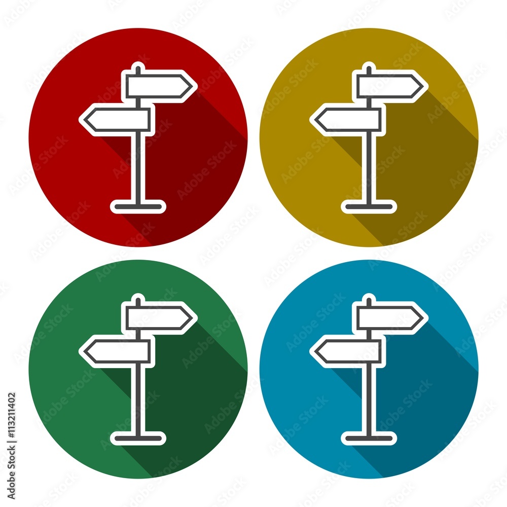 Signpost icon or logo line art style set with long shadow Signpost icon or logo line art style set with long shadow