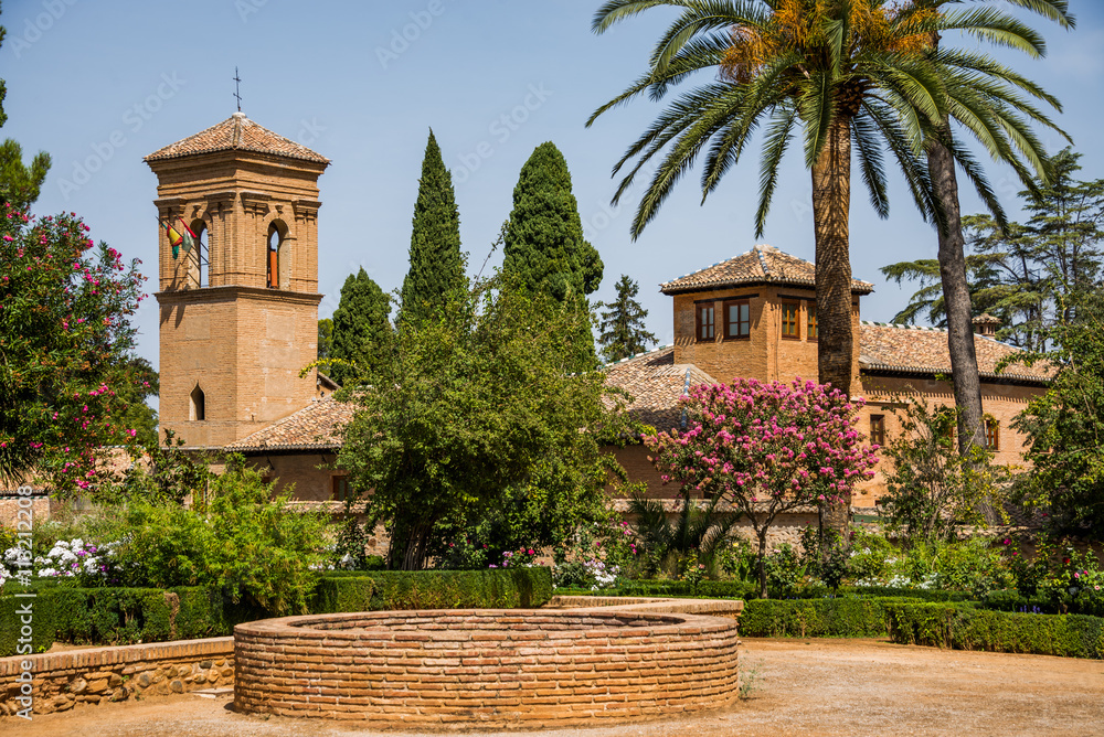 Alhambra de Granada, setting, Granada City, Andalusia, Spain.