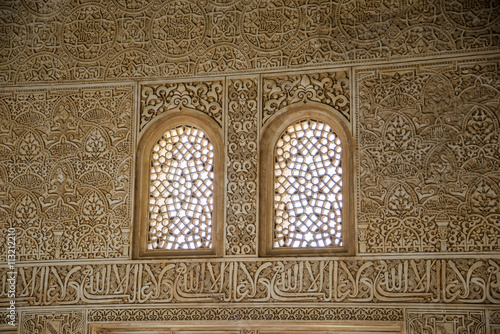 Alhambra de Granada, architecture details from the Alhambra Palace, Granada City, Andalusia, Spain.