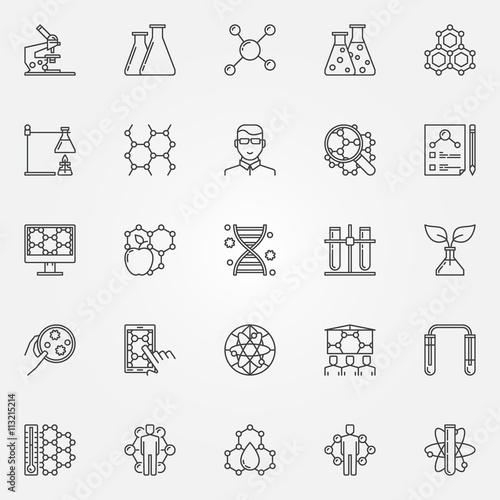 Biotechnology line icons set